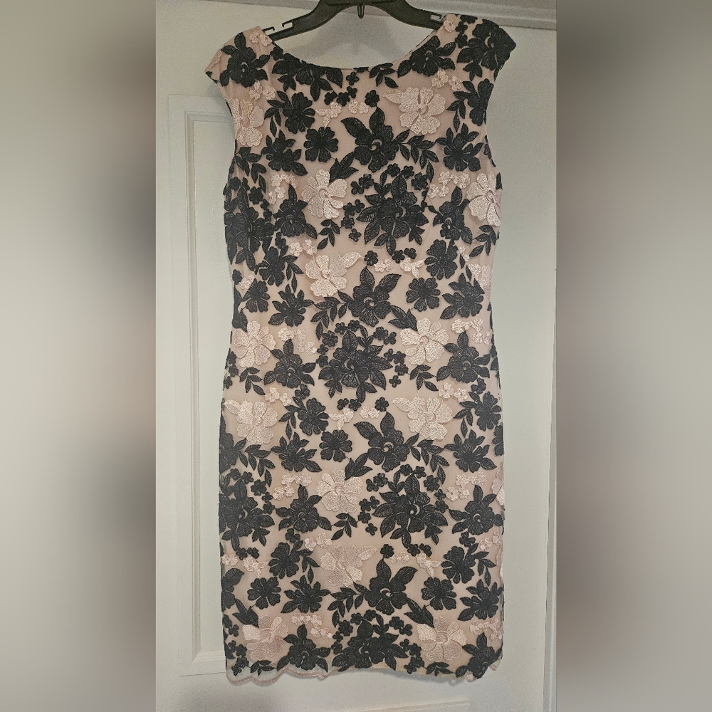 Ralph Lauren Navy Floral Lace Midi Dress